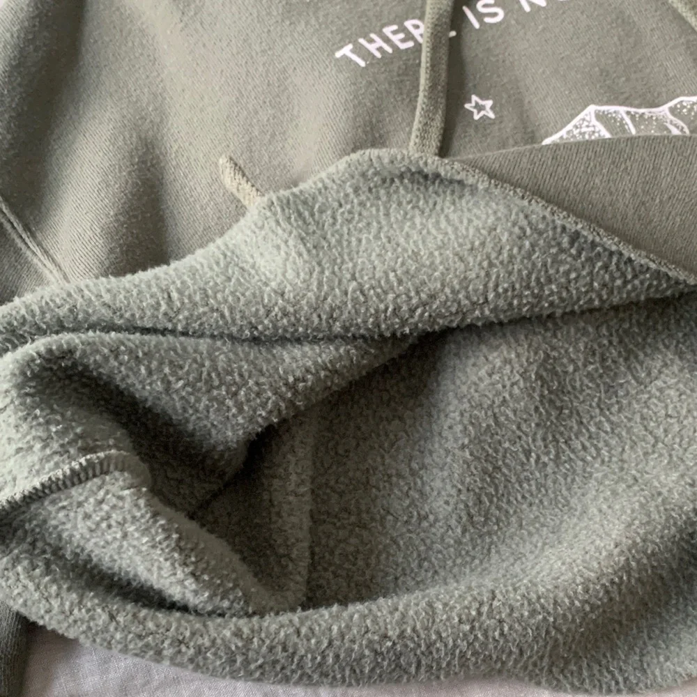 There is No Planet B Olive Green Cropped Hoodie with Environmental Print - Picture 5 of 10